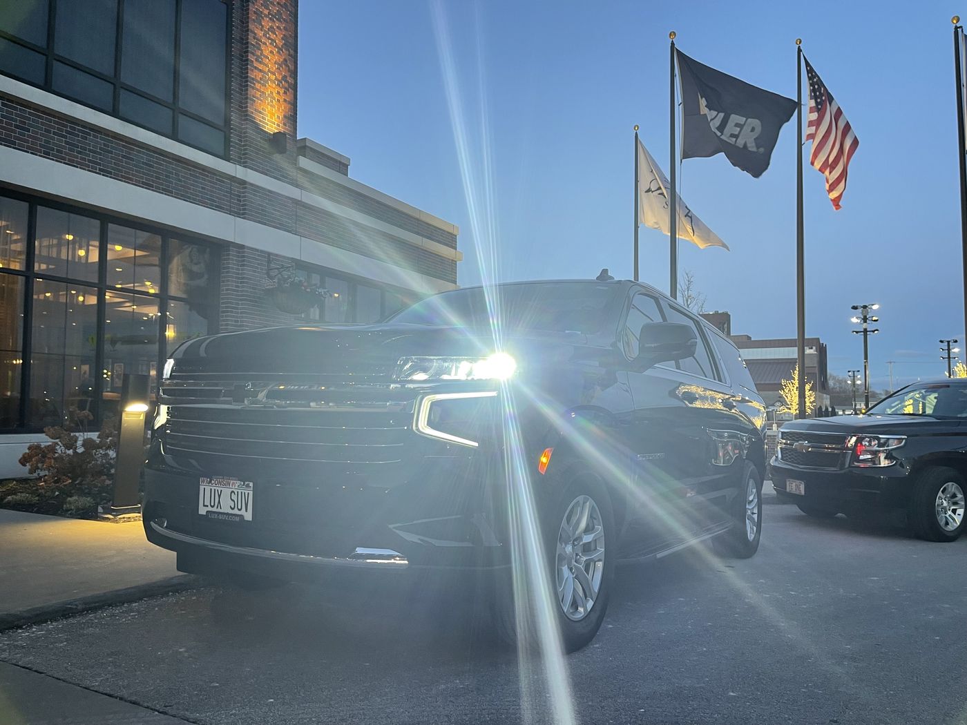 Black Chevrolet Suburban outside Lodge Kohler at Titletown in Green Bay